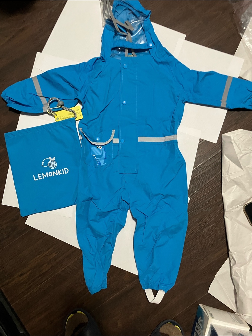 Lemonkid Kids Blue Waterproof Rain Suit with Hood